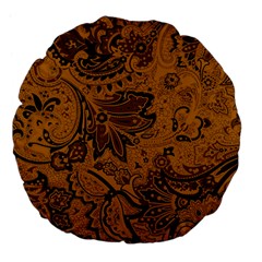 Art Traditional Batik Flower Pattern Large 18  Premium Flano Round Cushions by BangZart