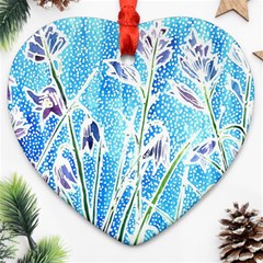 Art Batik Flowers Pattern Heart Ornament (two Sides) by BangZart