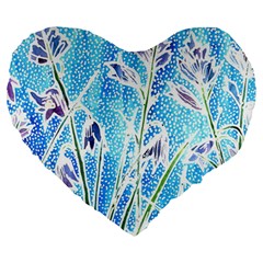 Art Batik Flowers Pattern Large 19  Premium Heart Shape Cushions by BangZart