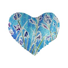 Art Batik Flowers Pattern Standard 16  Premium Flano Heart Shape Cushions by BangZart