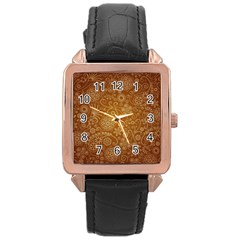 Batik Art Pattern Rose Gold Leather Watch  by BangZart