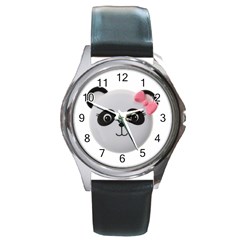 Pretty Cute Panda Round Metal Watch by BangZart