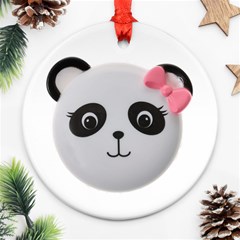 Pretty Cute Panda Ornament (round) by BangZart