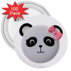 Pretty Cute Panda 3  Buttons (100 Pack)  by BangZart