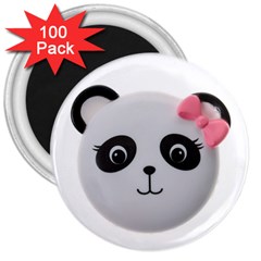 Pretty Cute Panda 3  Magnets (100 Pack) by BangZart