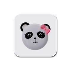 Pretty Cute Panda Rubber Square Coaster (4 Pack)  by BangZart