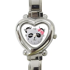 Pretty Cute Panda Heart Italian Charm Watch by BangZart