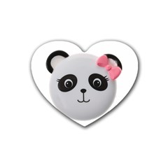 Pretty Cute Panda Heart Coaster (4 Pack)  by BangZart