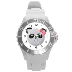 Pretty Cute Panda Round Plastic Sport Watch (l) by BangZart