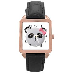 Pretty Cute Panda Rose Gold Leather Watch  by BangZart