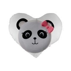 Pretty Cute Panda Standard 16  Premium Flano Heart Shape Cushions by BangZart