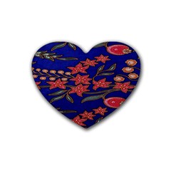 Batik  Fabric Heart Coaster (4 Pack)  by BangZart