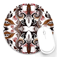 Art Traditional Batik Flower Pattern Round Mousepads by BangZart