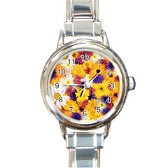 Colorful Flowers Pattern Round Italian Charm Watch by BangZart