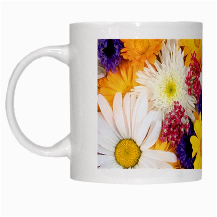 Colorful Flowers Pattern White Mugs