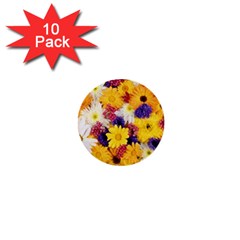 Colorful Flowers Pattern 1  Mini Buttons (10 Pack)  by BangZart