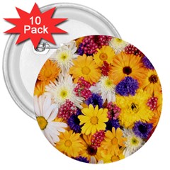 Colorful Flowers Pattern 3  Buttons (10 Pack)  by BangZart