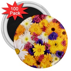 Colorful Flowers Pattern 3  Magnets (100 Pack) by BangZart