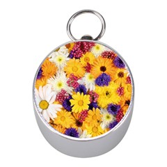 Colorful Flowers Pattern Mini Silver Compasses by BangZart