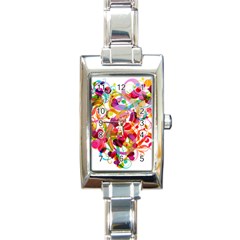 Abstract Colorful Heart Rectangle Italian Charm Watch by BangZart