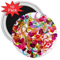 Abstract Colorful Heart 3  Magnets (10 Pack)  by BangZart