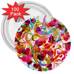 Abstract Colorful Heart 3  Buttons (100 Pack)  by BangZart