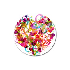 Abstract Colorful Heart Magnet 3  (round) by BangZart