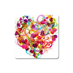 Abstract Colorful Heart Square Magnet by BangZart