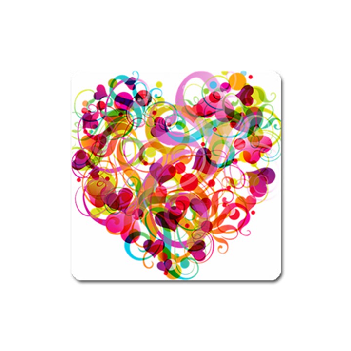 Abstract Colorful Heart Square Magnet