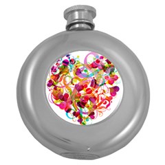 Abstract Colorful Heart Round Hip Flask (5 Oz) by BangZart