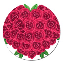 Floral Heart Magnet 5  (round) by BangZart