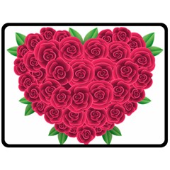 Floral Heart Fleece Blanket (large)  by BangZart