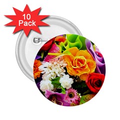 Colorful Flowers 2 25  Buttons (10 Pack) 