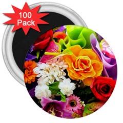 Colorful Flowers 3  Magnets (100 Pack) by BangZart