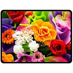 Colorful Flowers Fleece Blanket (large)  by BangZart