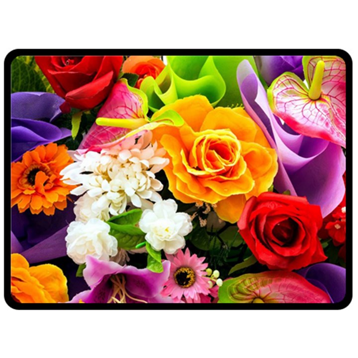 Colorful Flowers Fleece Blanket (Large) 