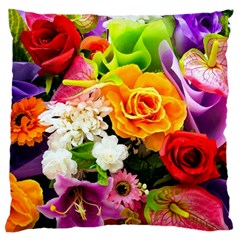 Colorful Flowers Large Flano Cushion Case (two Sides) by BangZart