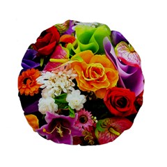 Colorful Flowers Standard 15  Premium Flano Round Cushions by BangZart