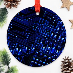 Blue Circuit Technology Image Ornament (round) by BangZart