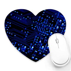 Blue Circuit Technology Image Heart Mousepads by BangZart