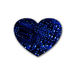 Blue Circuit Technology Image Rubber Coaster (heart)  by BangZart