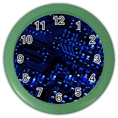 Blue Circuit Technology Image Color Wall Clocks by BangZart