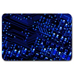 Blue Circuit Technology Image Large Doormat  by BangZart