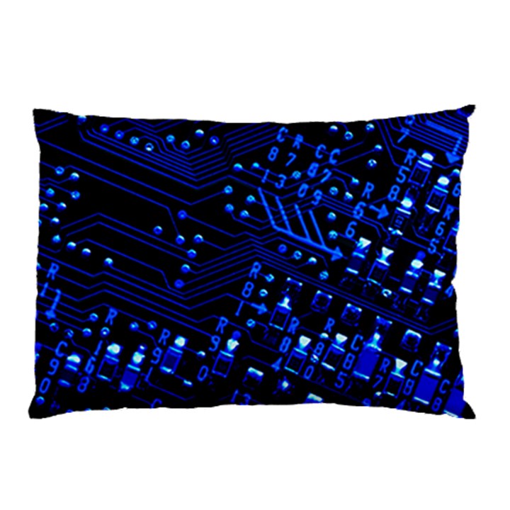 Blue Circuit Technology Image Pillow Case