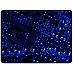 Blue Circuit Technology Image Fleece Blanket (large)  by BangZart