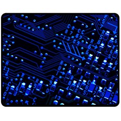 Blue Circuit Technology Image Fleece Blanket (medium)  by BangZart