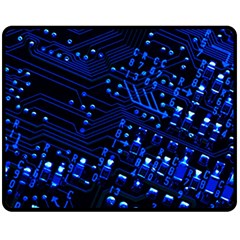 Blue Circuit Technology Image Double Sided Fleece Blanket (medium)  by BangZart