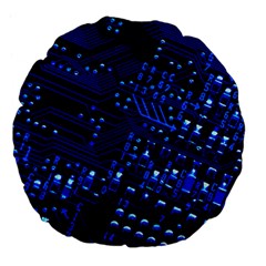 Blue Circuit Technology Image Large 18  Premium Flano Round Cushions by BangZart