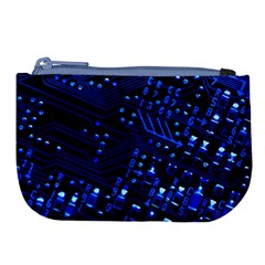 Blue Circuit Technology Image Large Coin Purse by BangZart