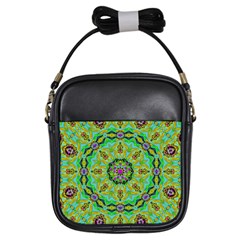 Golden Star Mandala In Fantasy Cartoon Style Girls Sling Bags by pepitasart